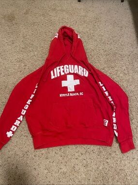 Lifeguard Myrtle Beach Red Hooded Sweatshirt